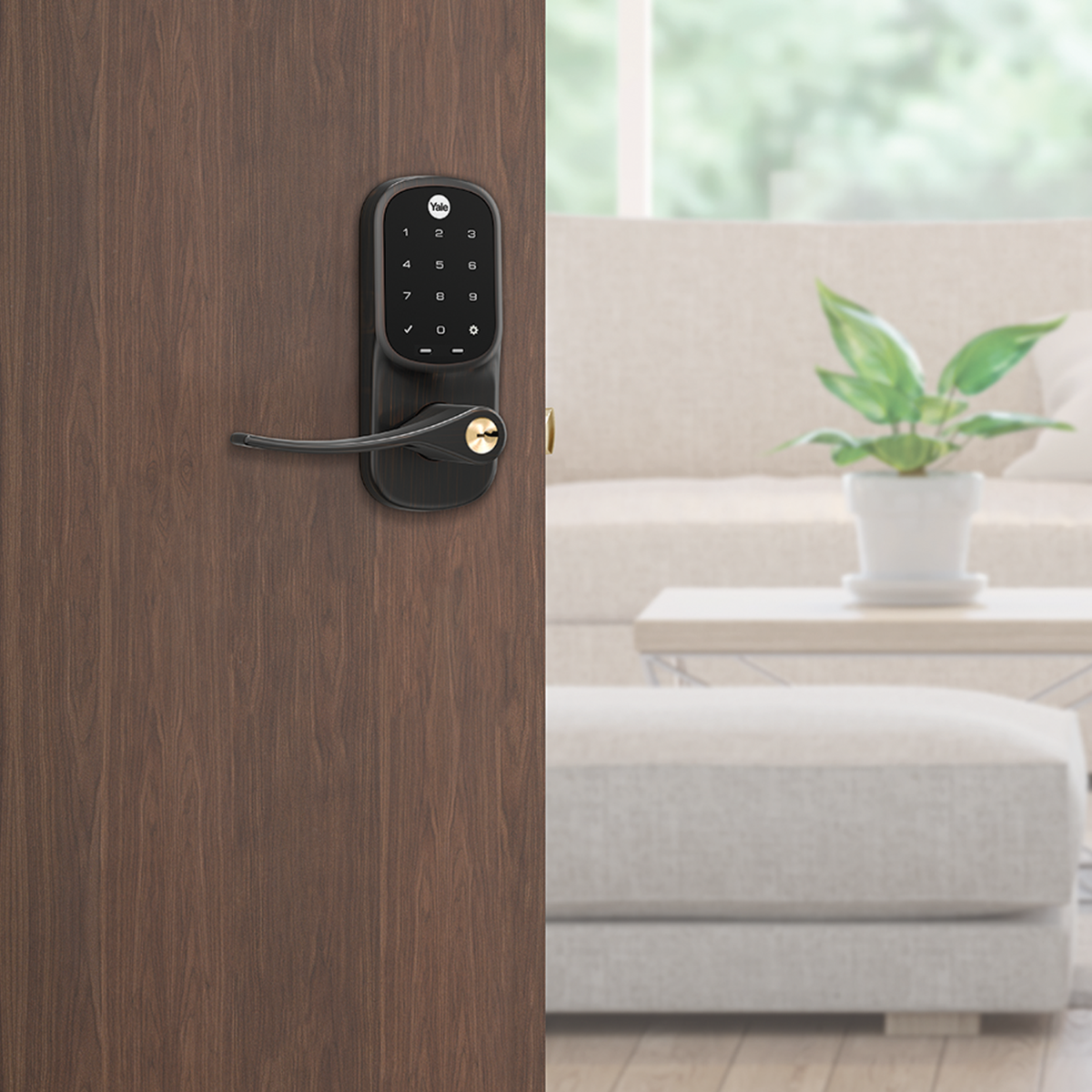 Assure Touchscreen & Keyed Lever w- Z-Wave, Rubbed Bronze
