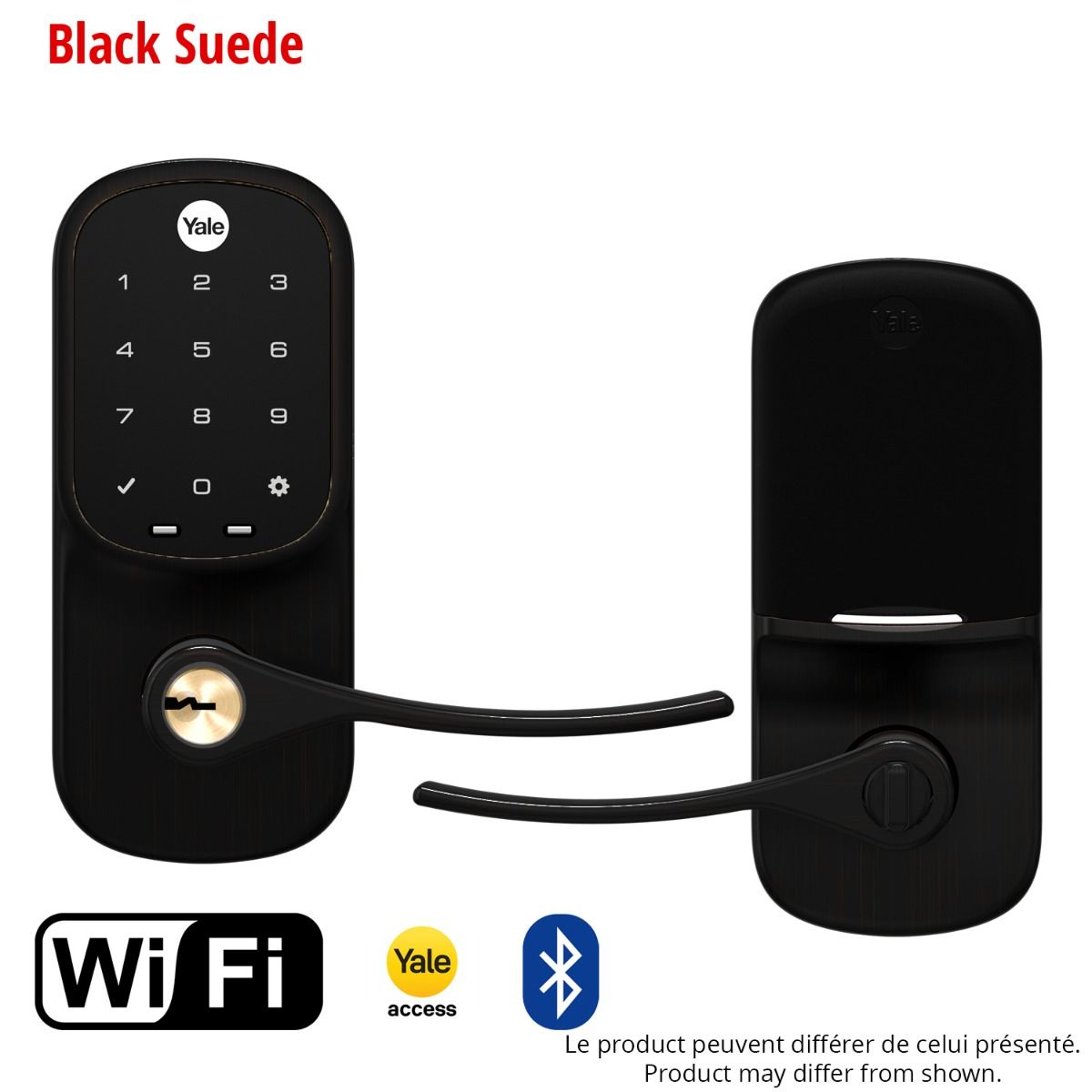 Assure Touchscreen & Keyed Lever w- WiFi, Black Suede