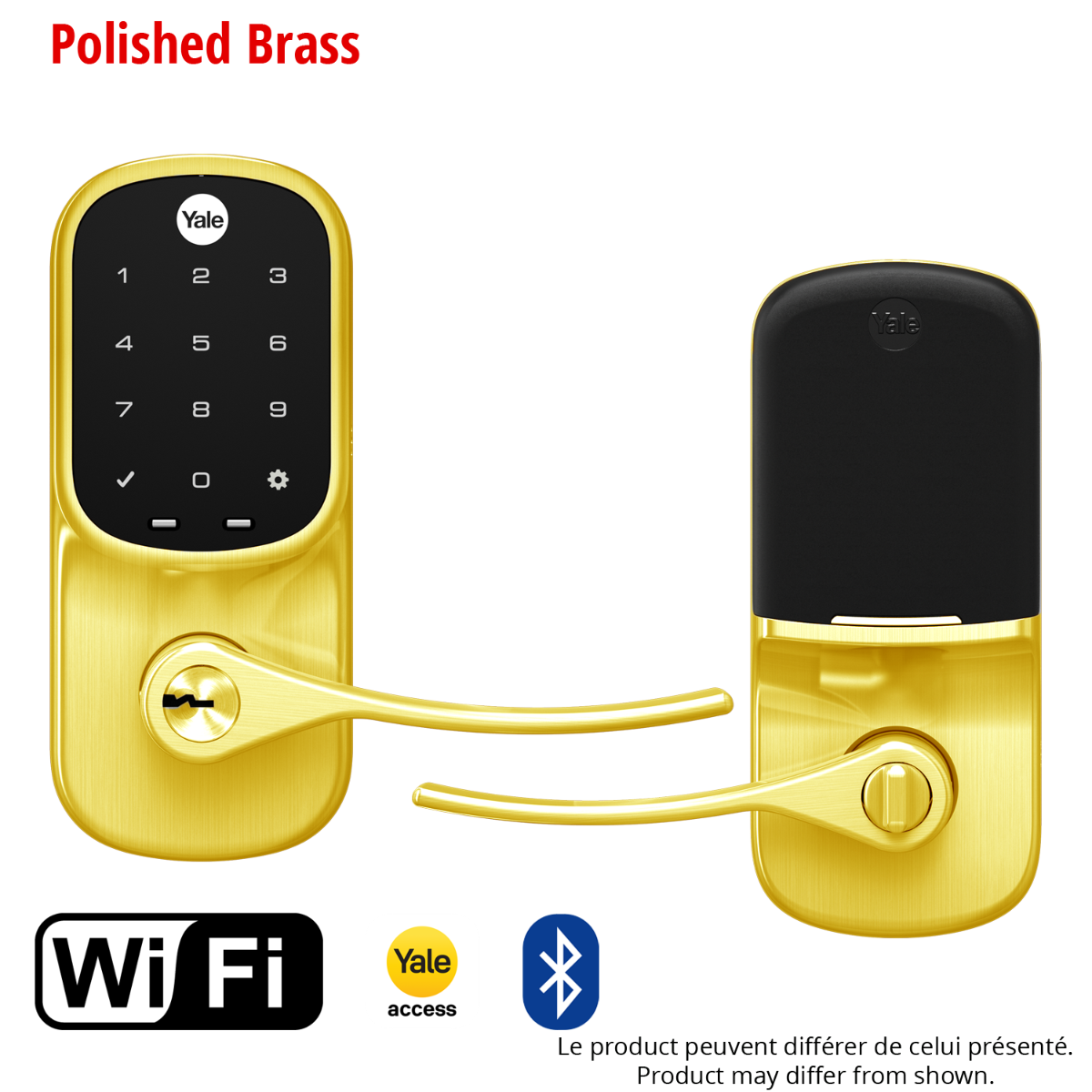 Assure Touchscreen & Keyed Lever w- WiFi, Polished Brass