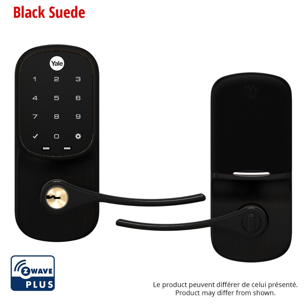 Assure Touchscreen & Keyed Lever w- Z-Wave, Black Suede