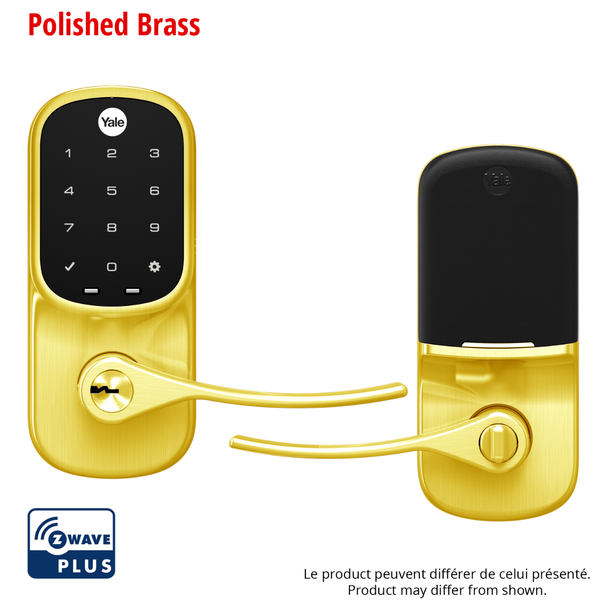 Assure Touchscreen & Keyed Lever w- Z-Wave, Polished Brass